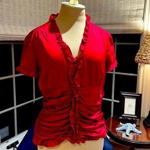Ruby red silk shirt